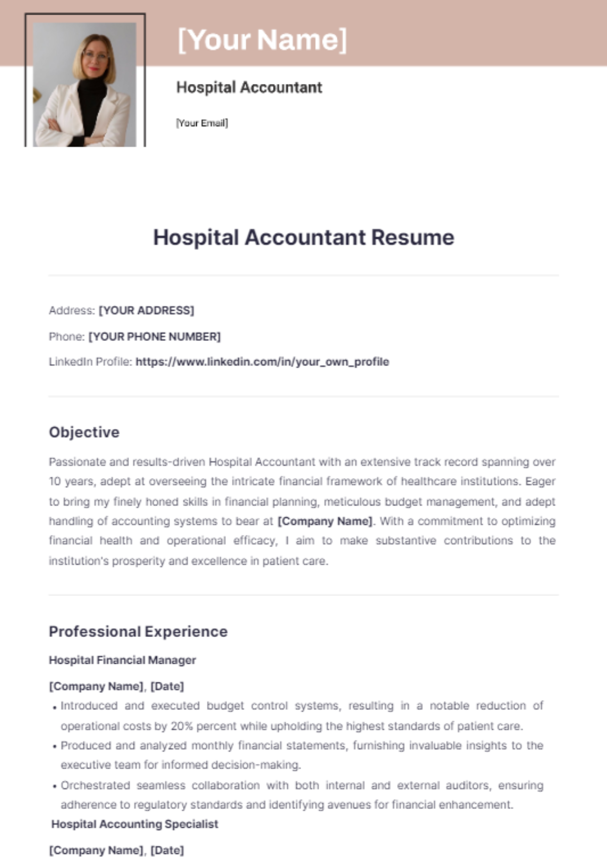 Hospital Accountant Resume - Edit Online & Download