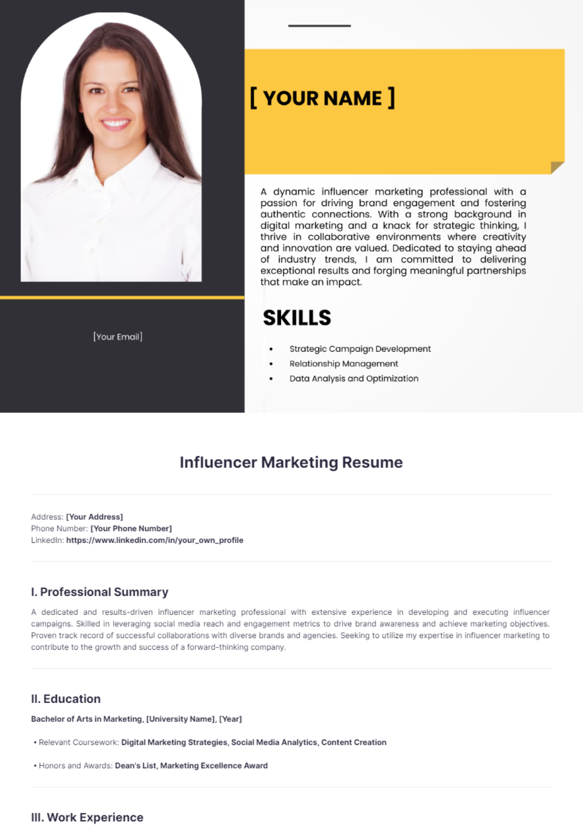 Influencer Marketing Resume - Edit Online & Download