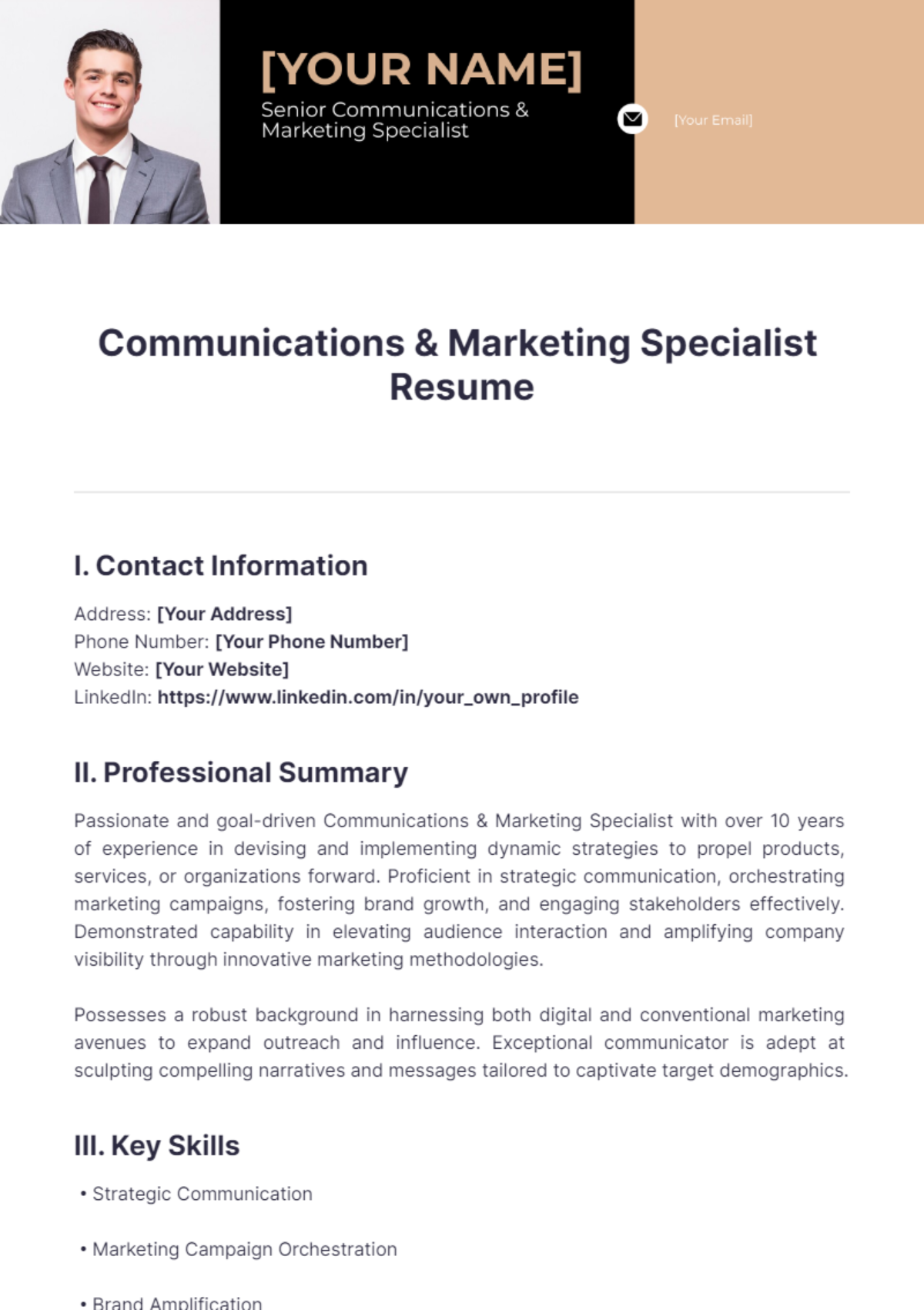 Free Communications & Marketing Specialist Resume