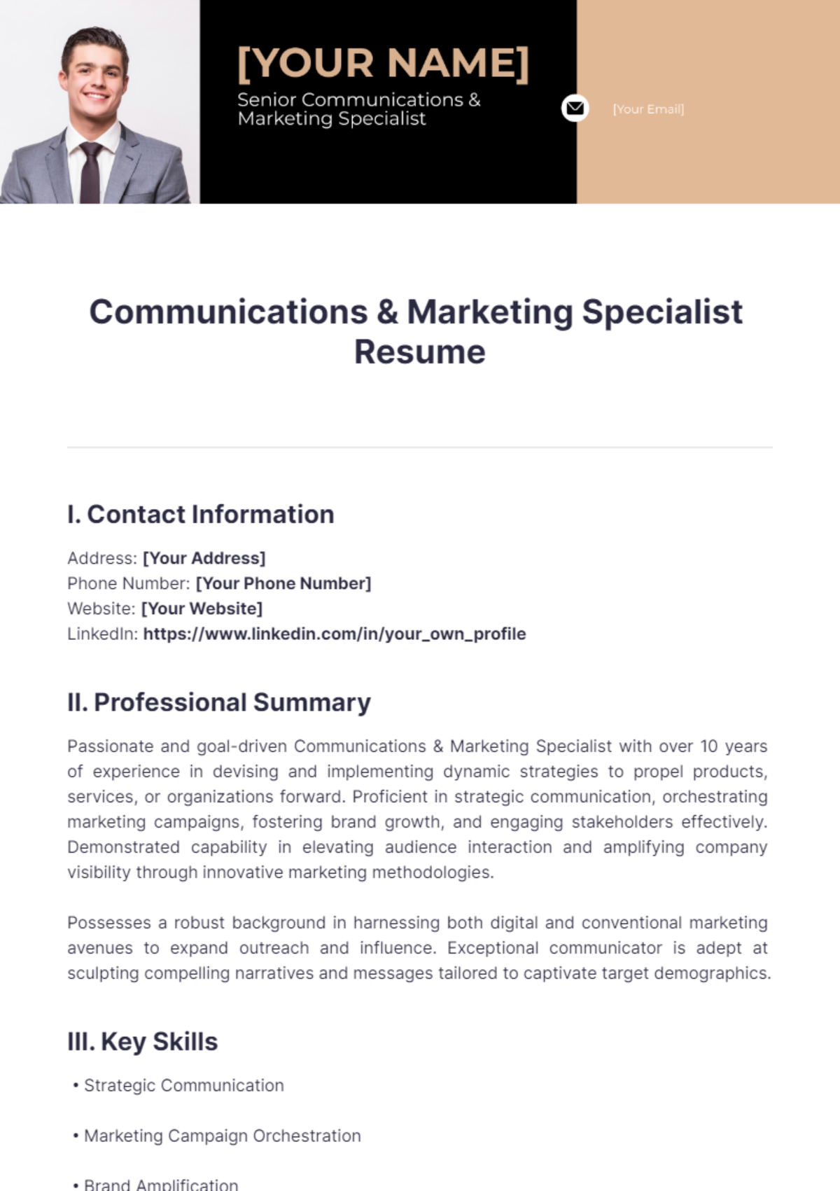 Communications & Marketing Specialist Resume - Edit Online & Download ...