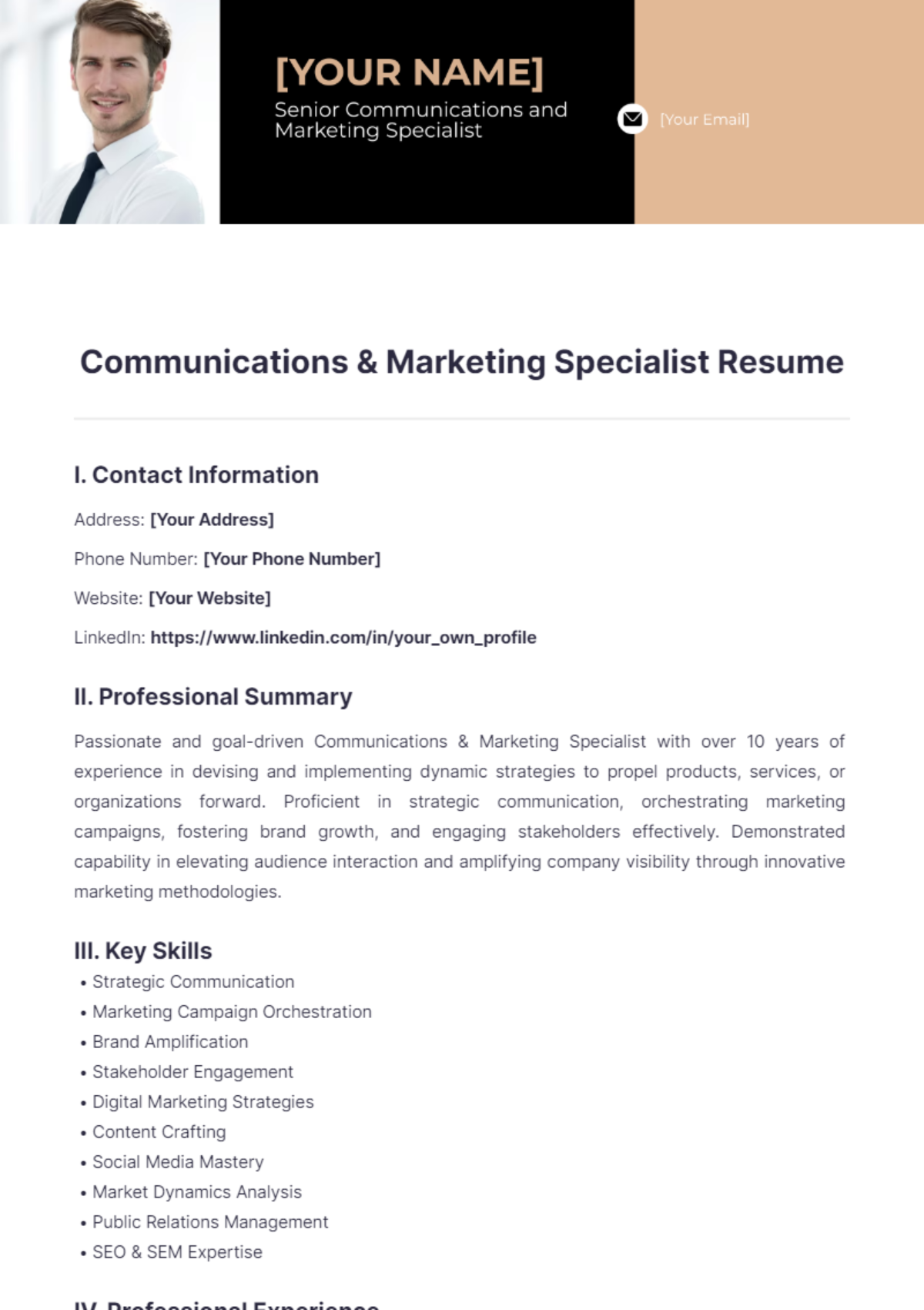 Communications & Marketing Specialist Resume - Edit Online & Download