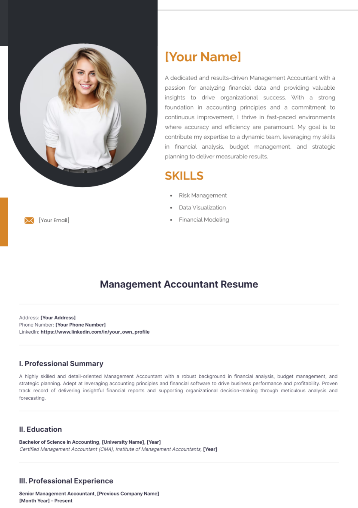 Management Accountant Resume - Edit Online & Download