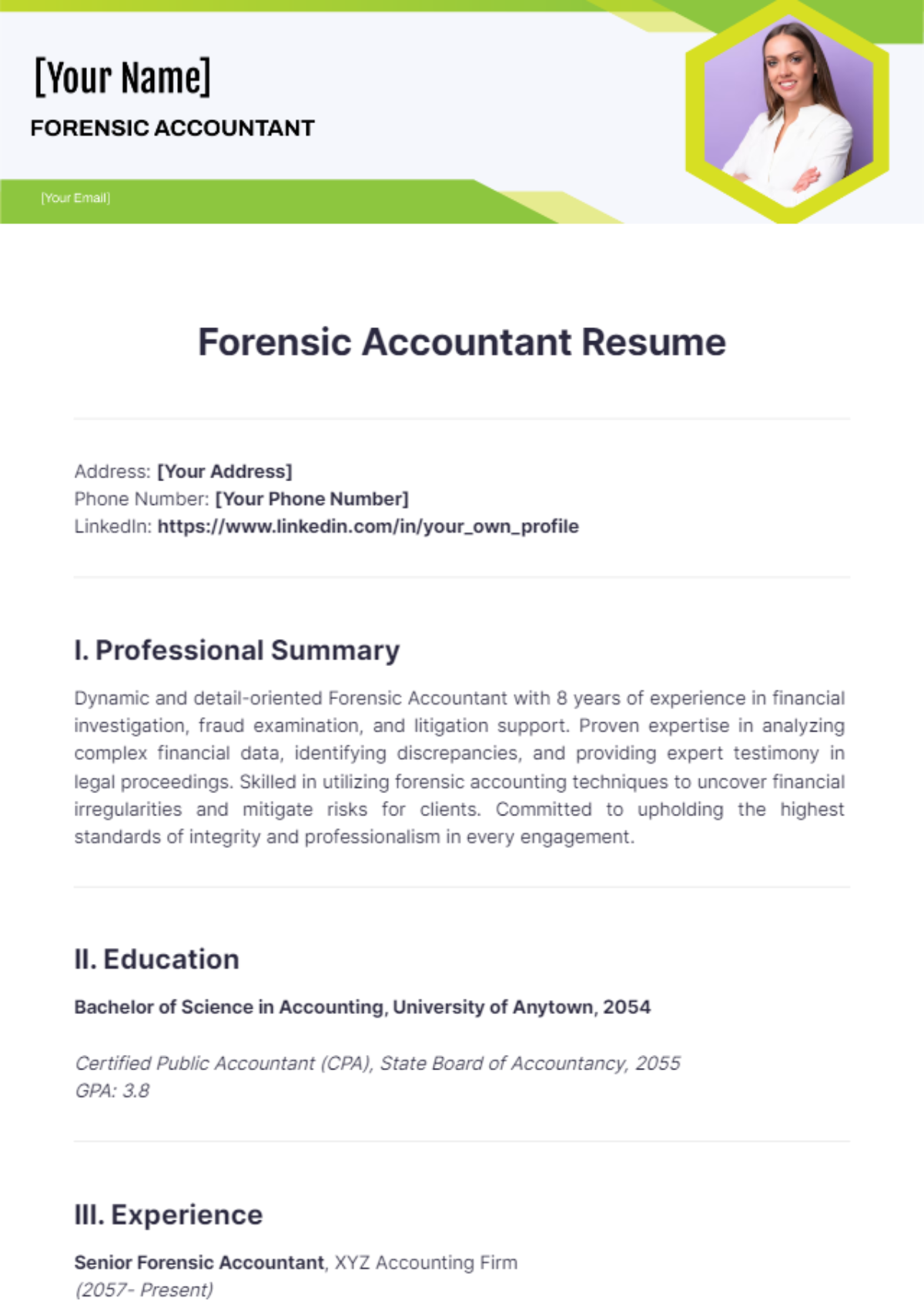 Forensic Accountant Resume - Edit Online & Download