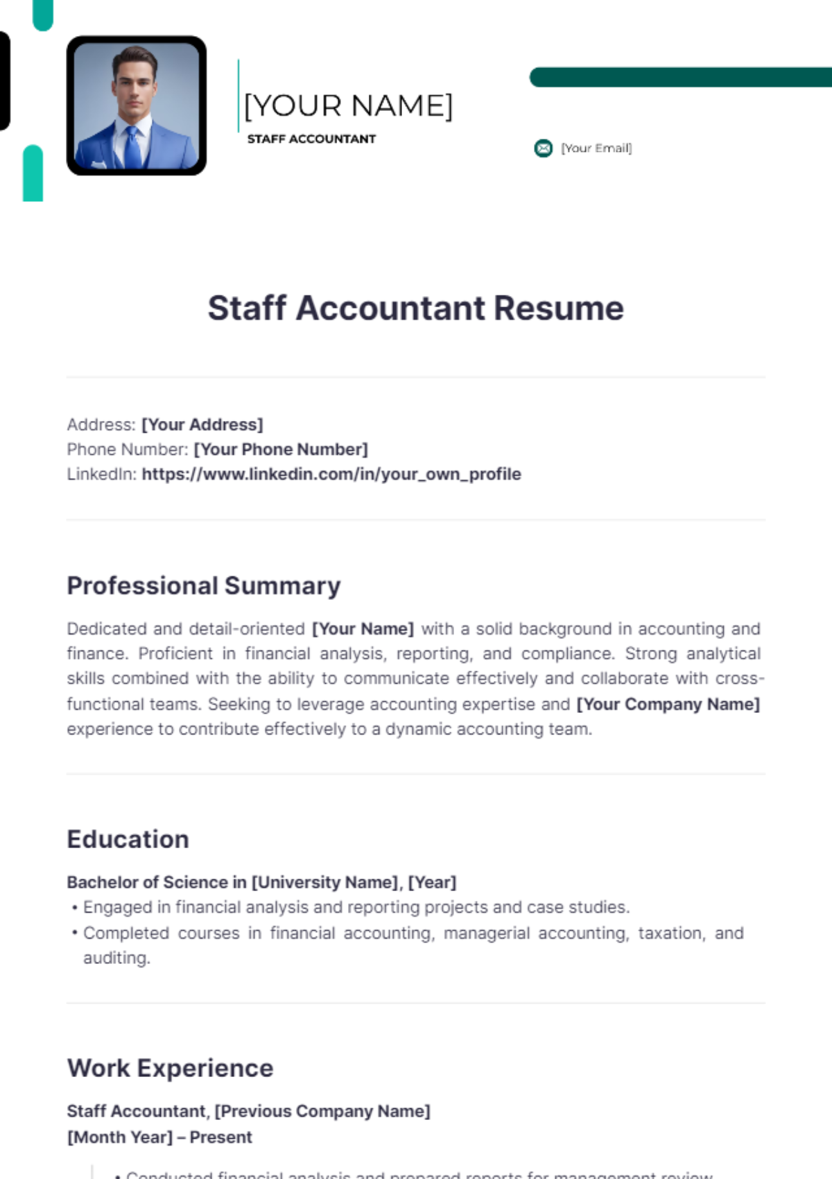 Staff Accountant Resume - Edit Online & Download