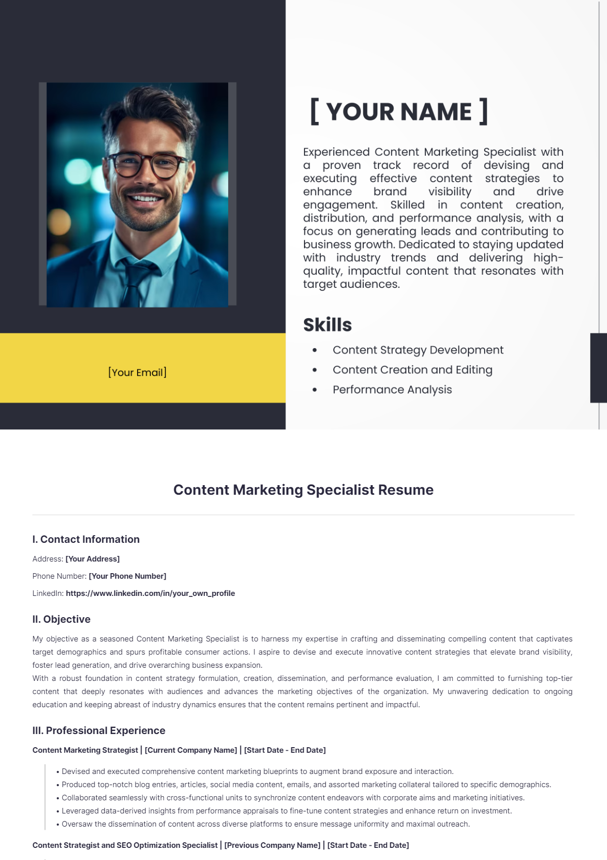 Content Marketing Specialist Resume - Edit Online & Download