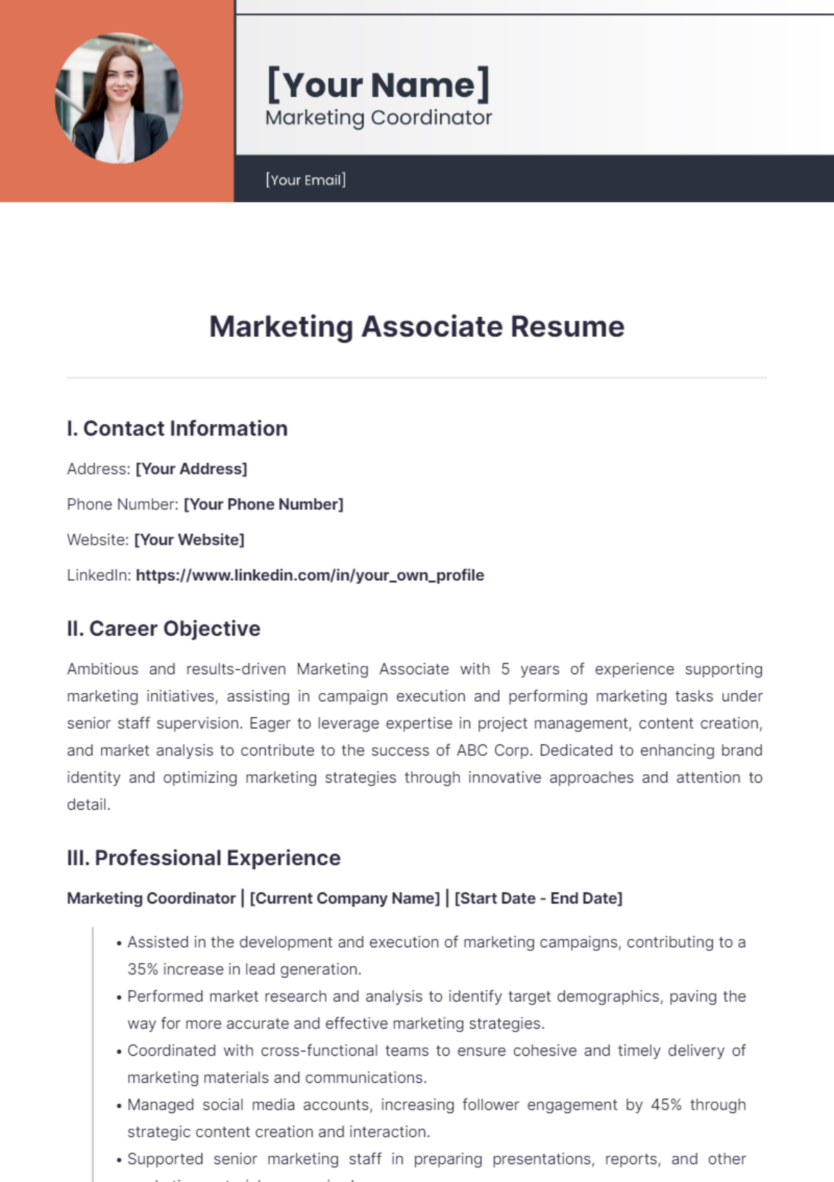 Marketing Associate Resume - Edit Online & Download