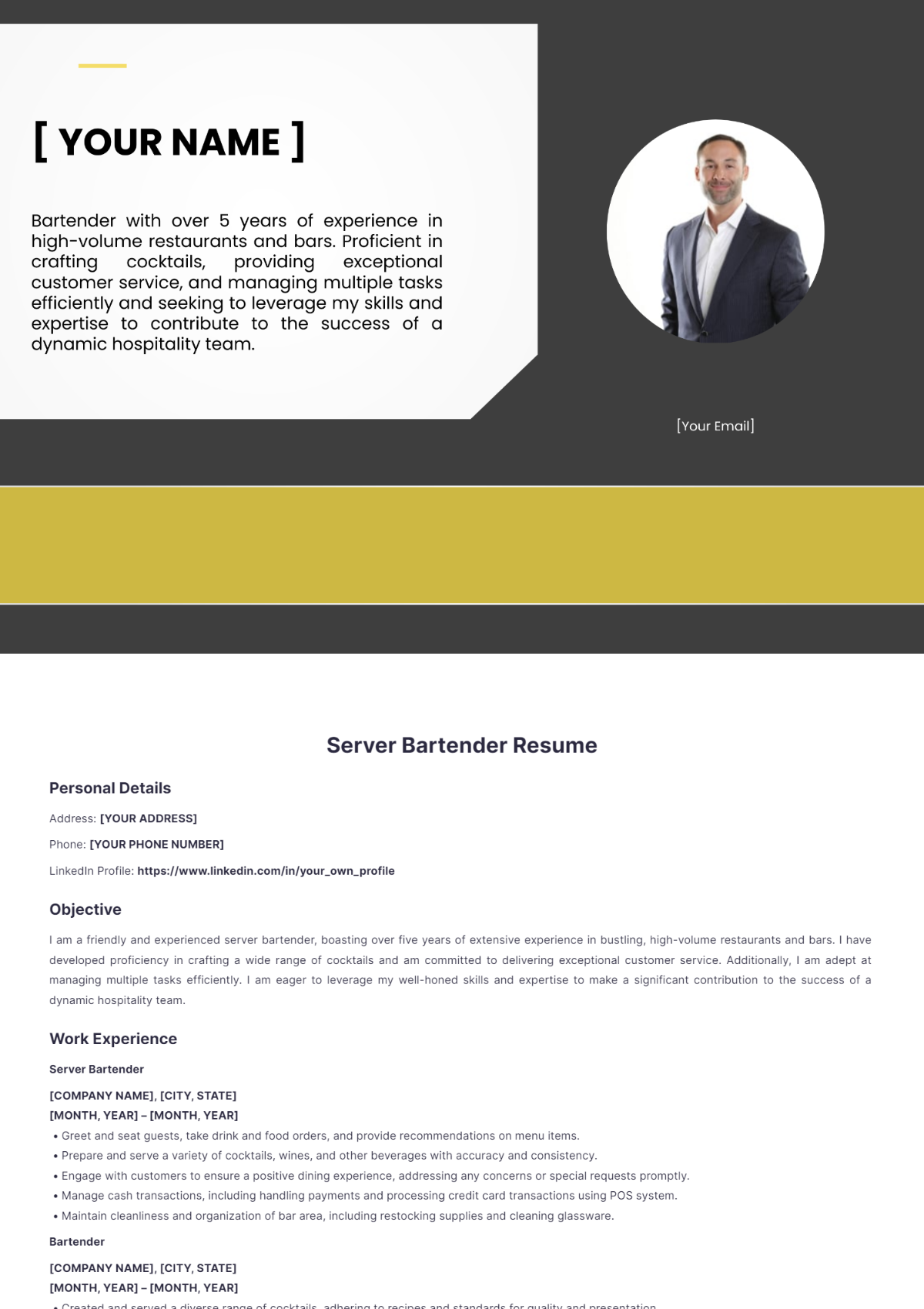 Server Bartender Resume - Edit Online & Download