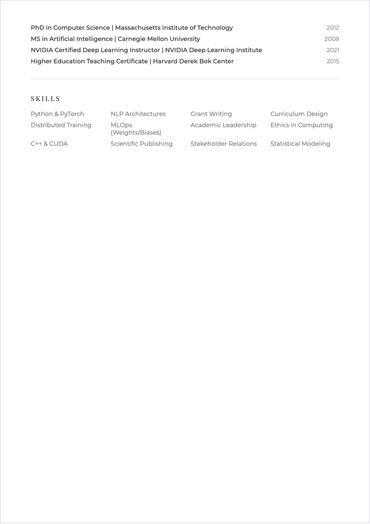 Free Computer Science Lecturer ATS Resume Template, AI Resume Builder