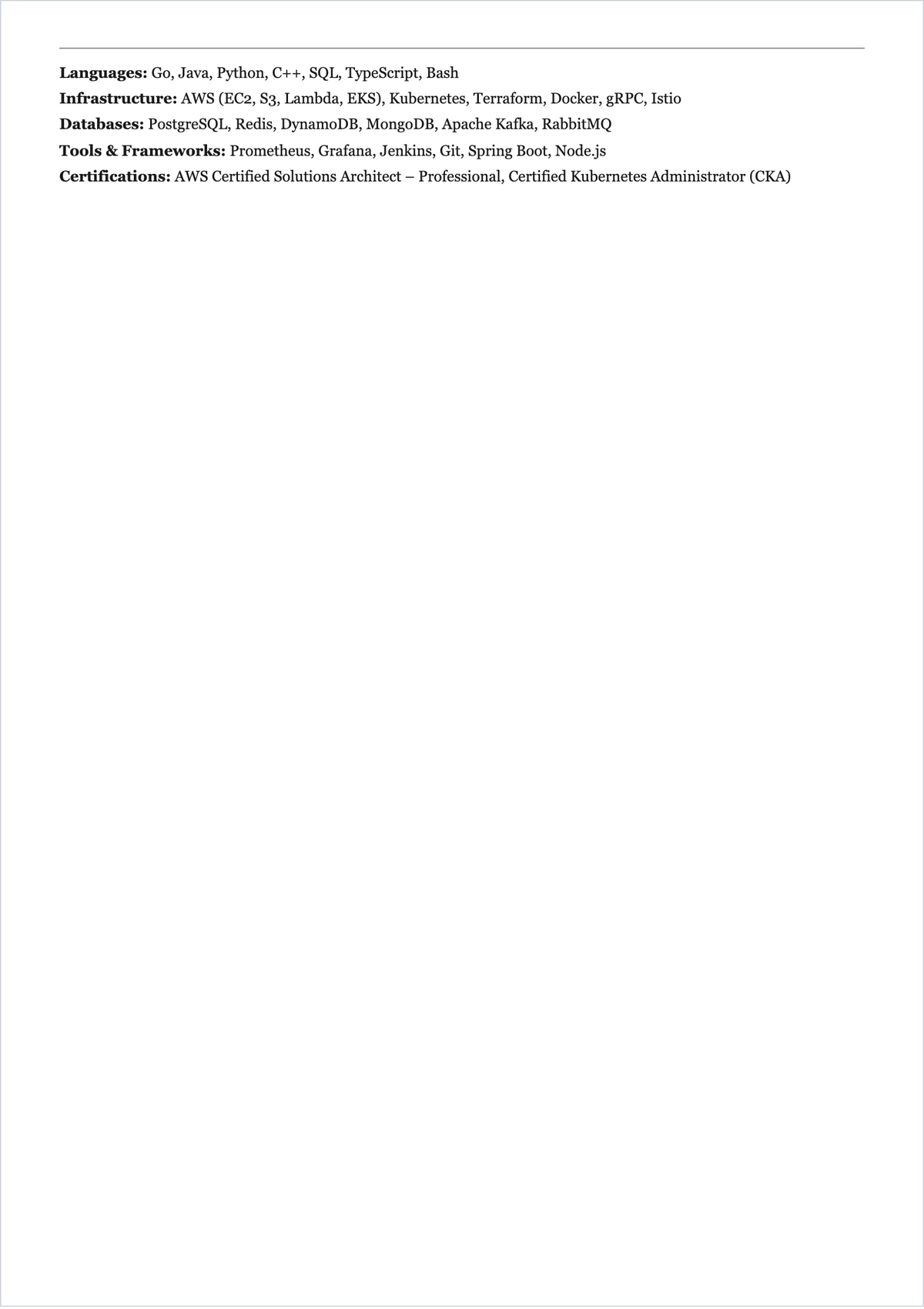 Free Masters In Computer Science ATS Resume Template