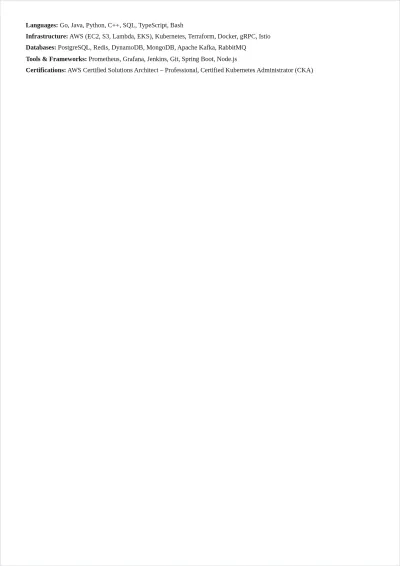 Free Masters In Computer Science ATS Resume Template