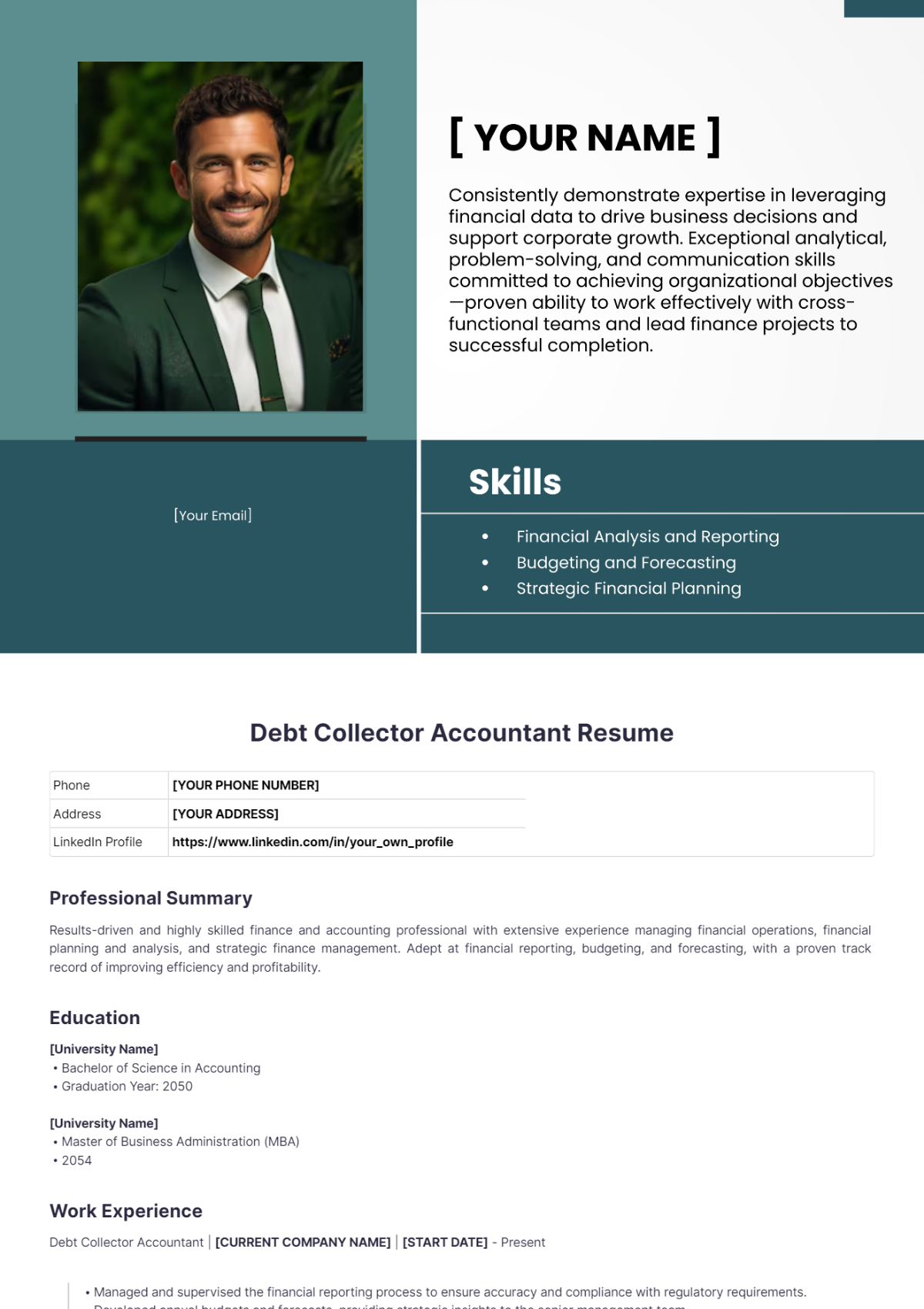 Debt Collector Accountant Resume - Edit Online & Download