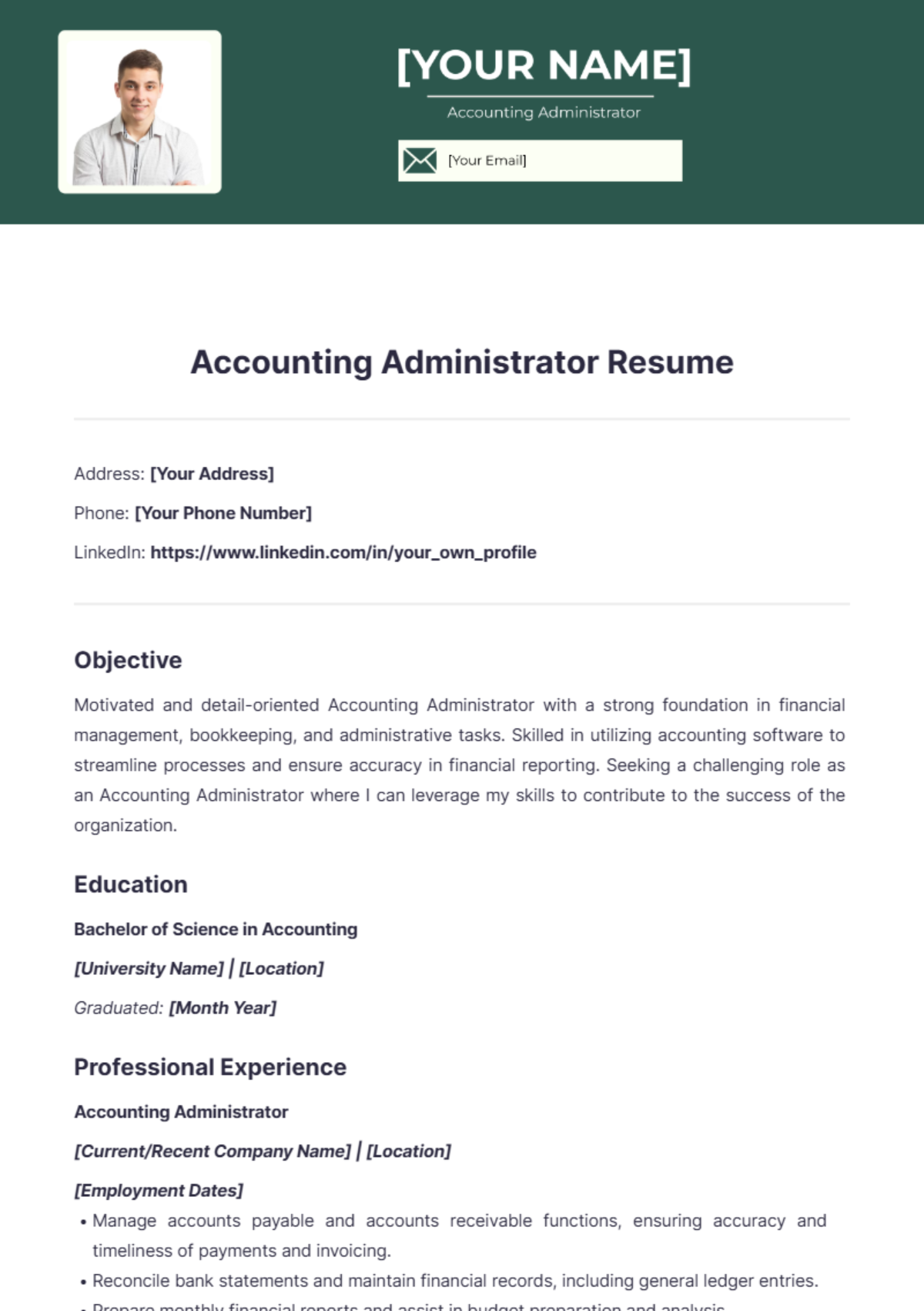 Accounting Administrator Resume - Edit Online & Download