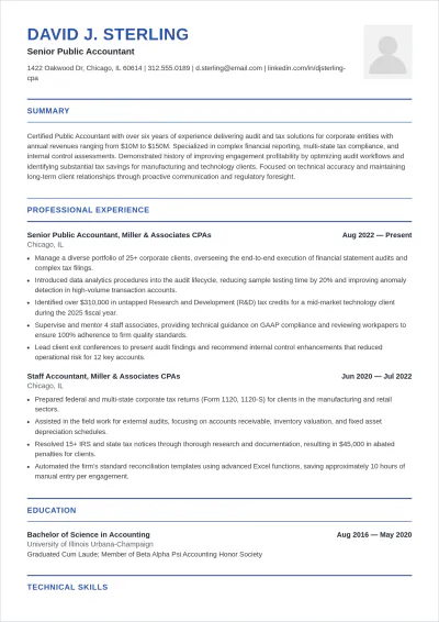 Free Public Accounting ATS Resume Template, AI Resume Builder