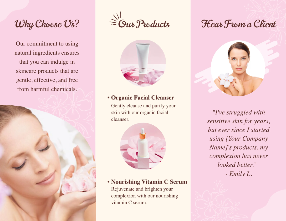 Free Natural Cosmetic Brochure Template to Edit Online