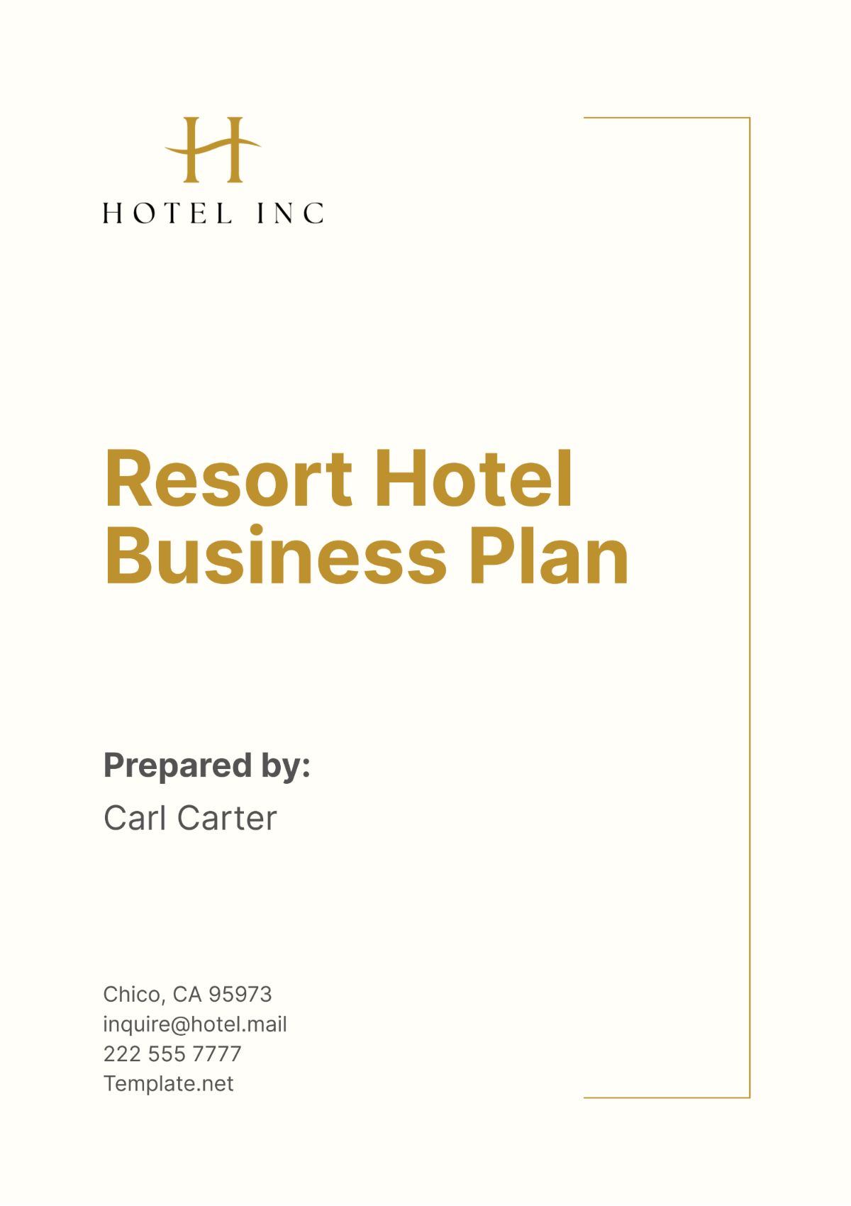 Resort Hotel Business Plan Template - Edit Online & Download