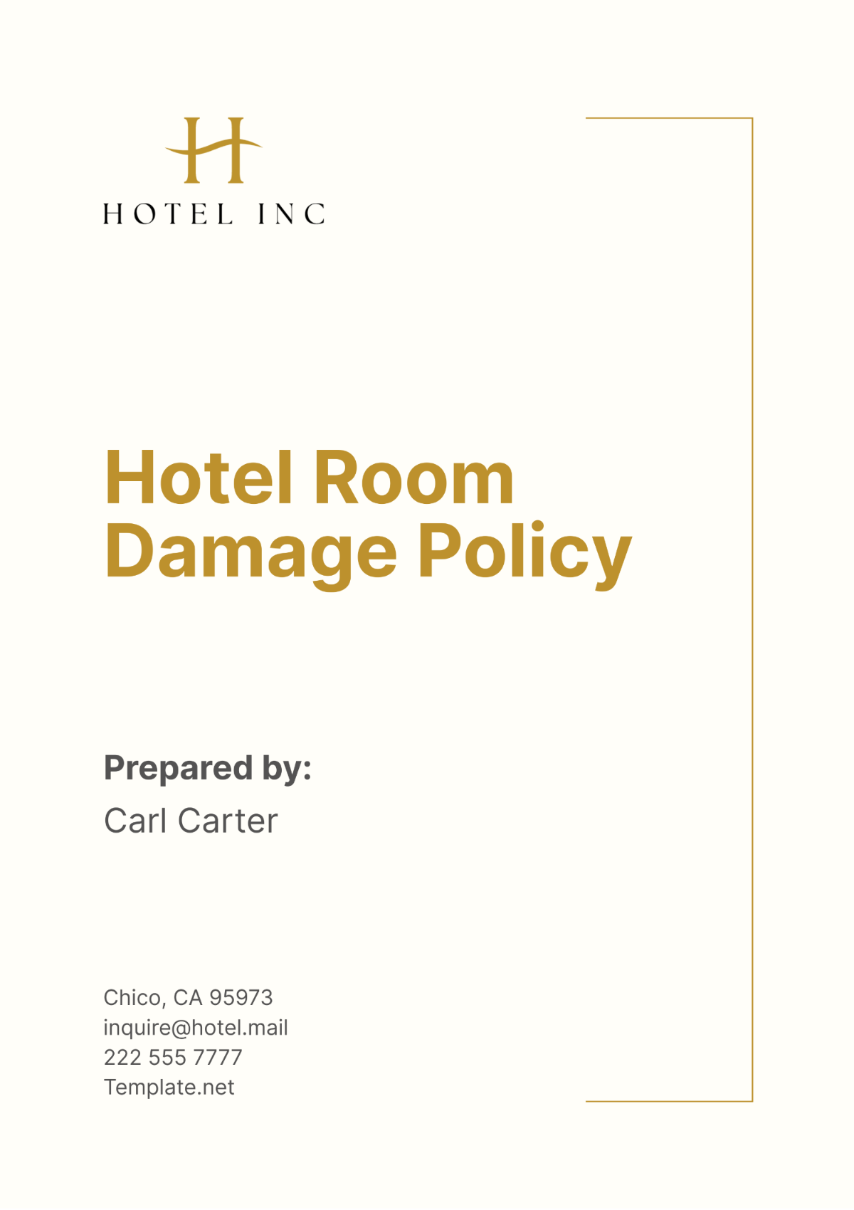 Hotel Room Damage Policy Template - Edit Online & Download