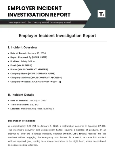 Free Employer Incident Investigation Report Template to Edit Online