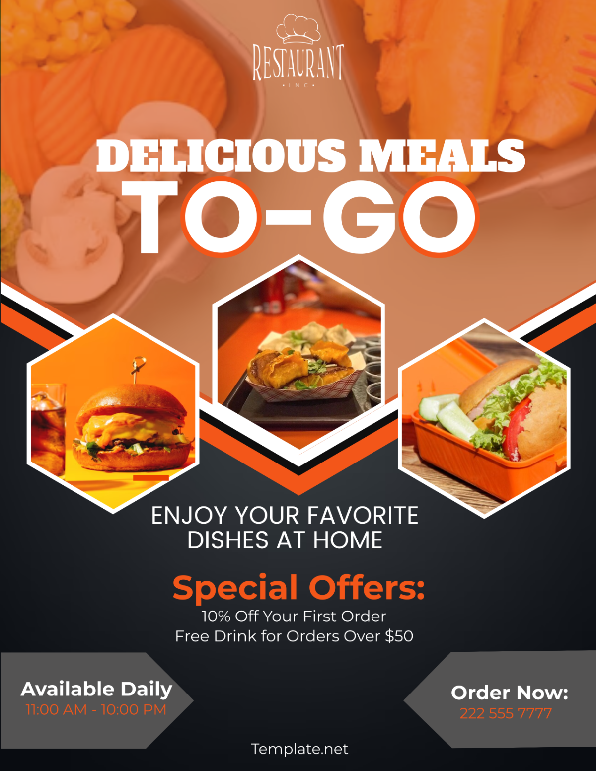 Restaurant Takeout Delivery Flyer Template - Edit Online & Download