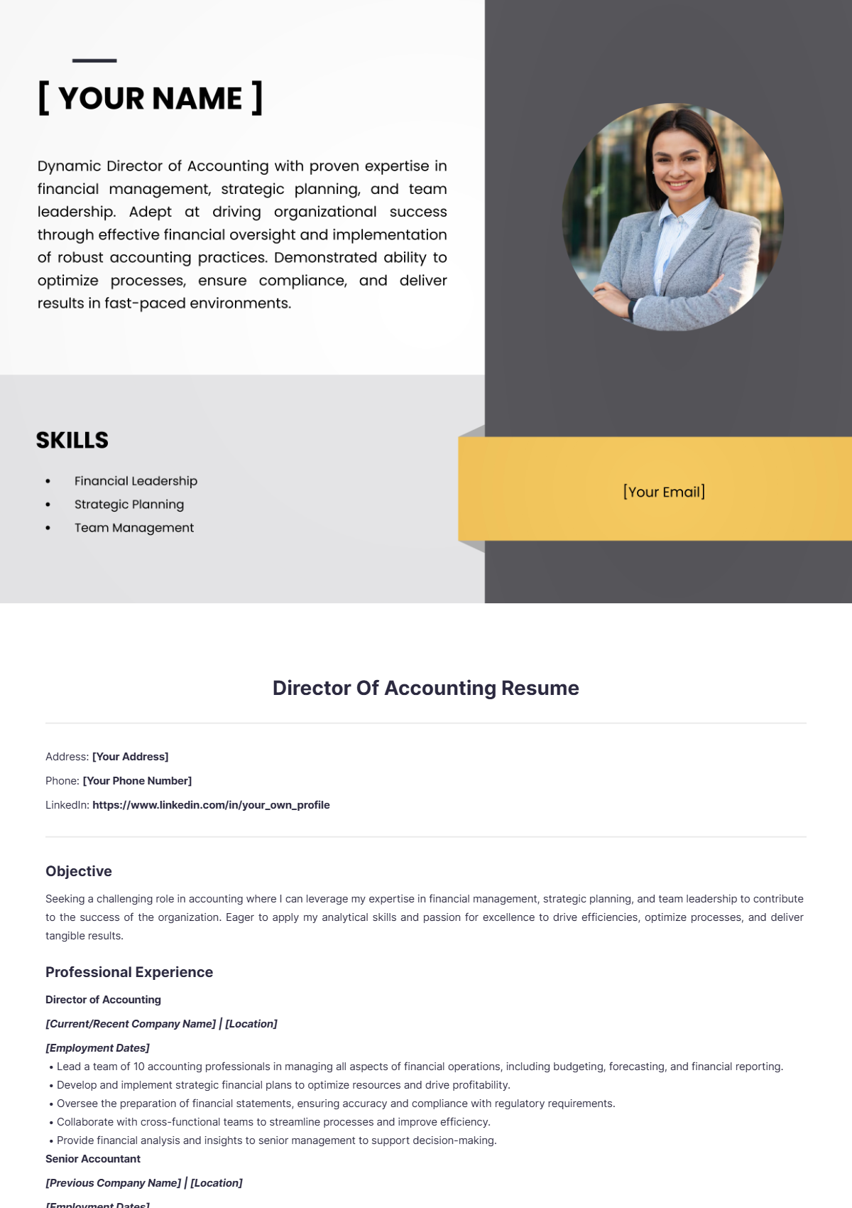 Director Of Accounting Resume - Edit Online & Download