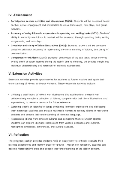 Free High School ESL Lesson Plan Template to Edit Online