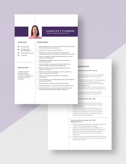 FREE Financial Services Associate Resume/CV Template - Word (DOC ...