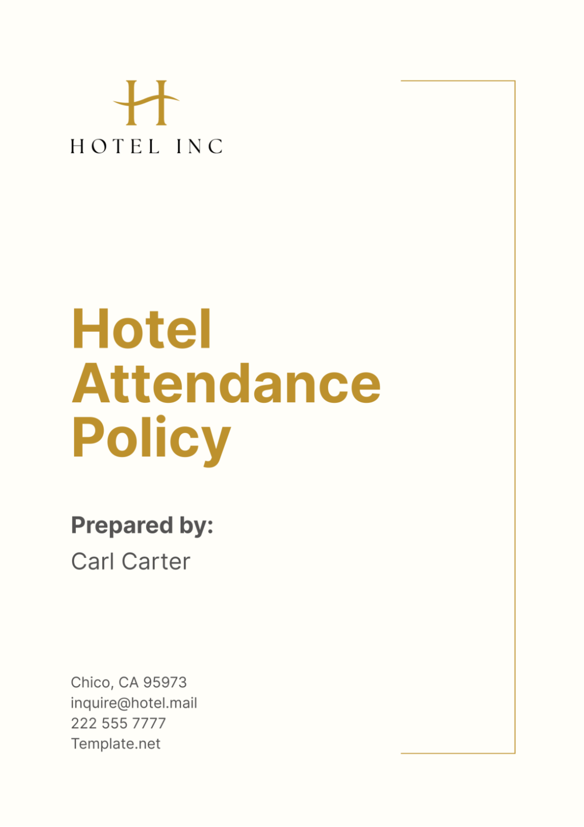 Hotel Attendance Policy Template - Edit Online & Download