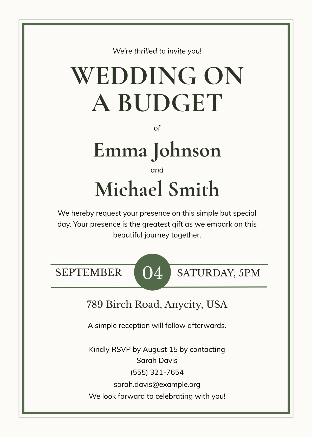 On A Budget Wedding Invitation