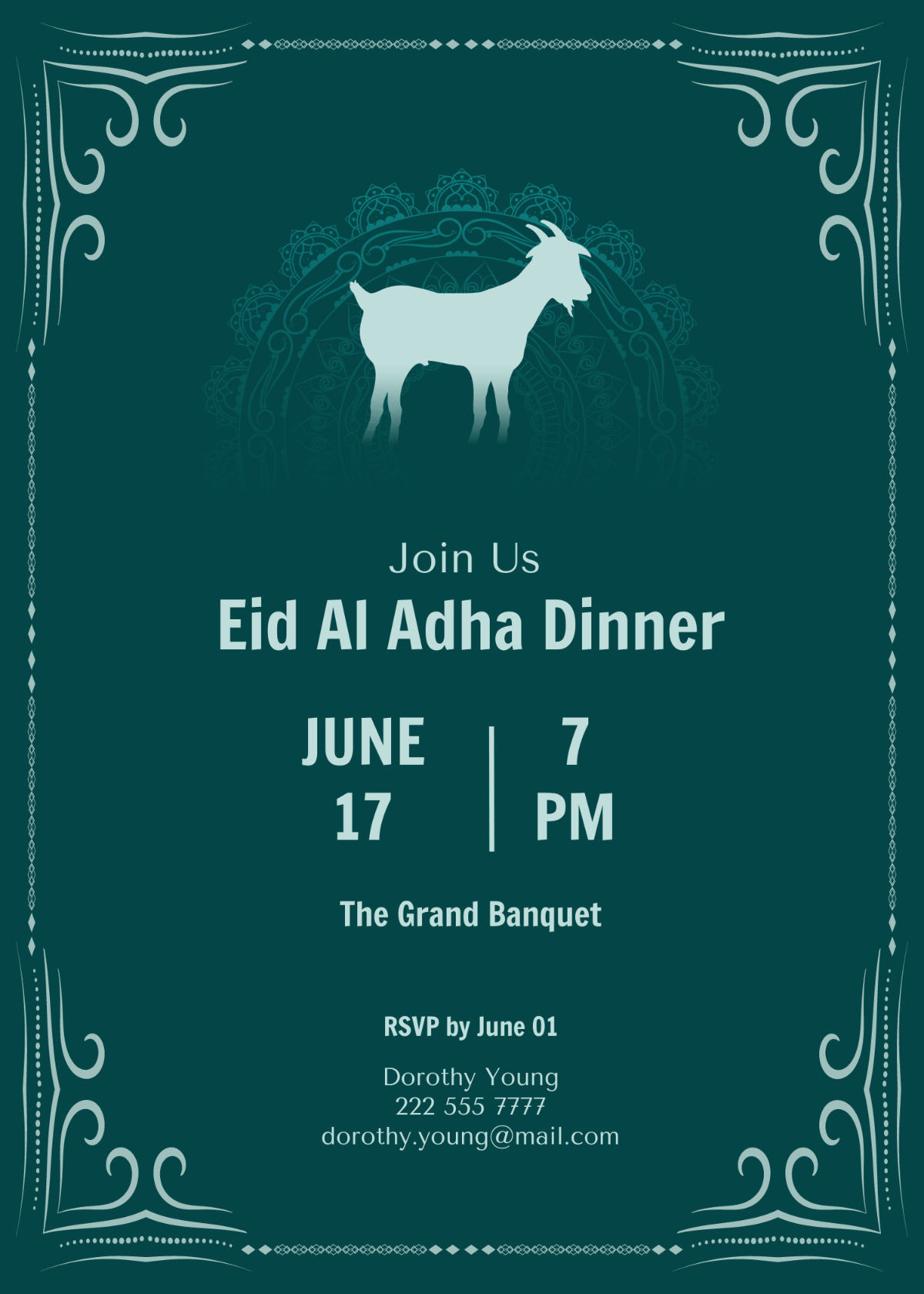 Eid Al Adha Dinner Invitation Template - Edit Online & Download