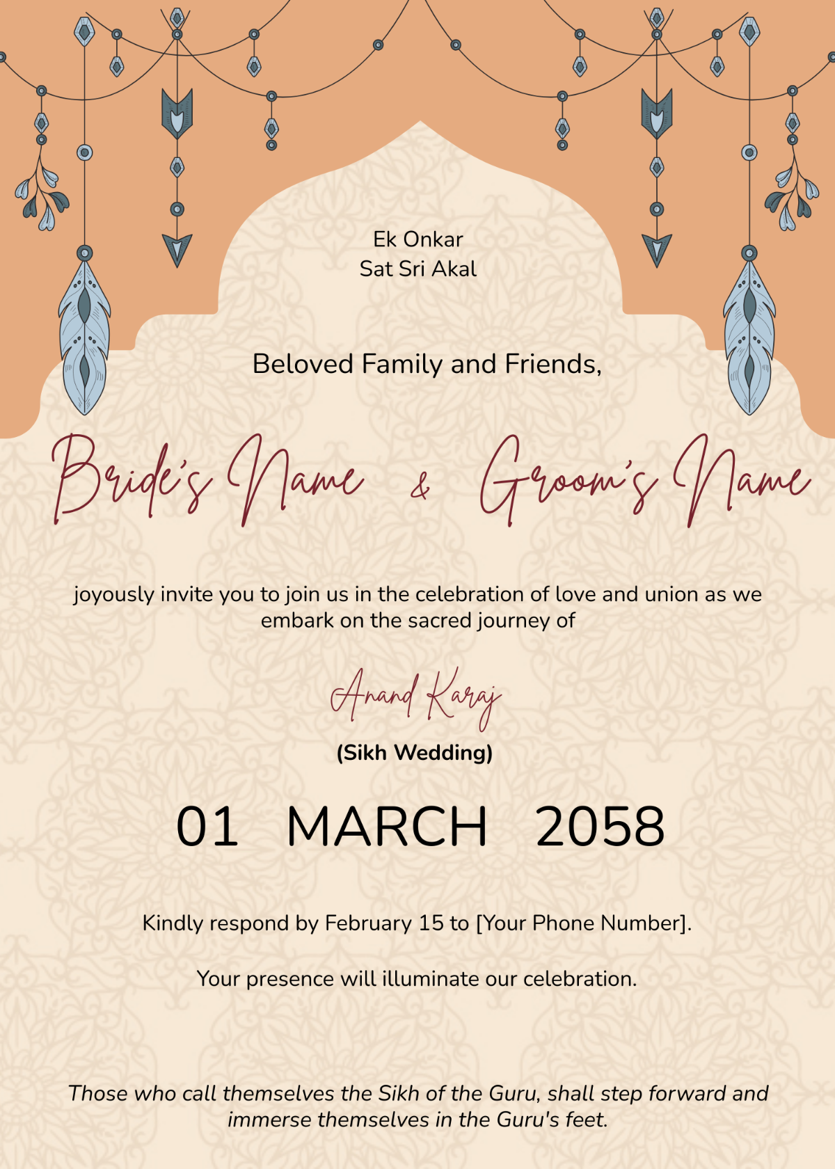 Sikh Wedding Invitation Templates Edit Online Download Example