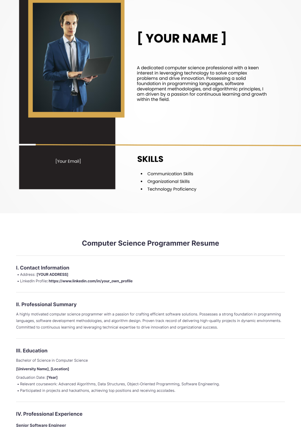 Computer Science Programmer Resume - Edit Online & Download