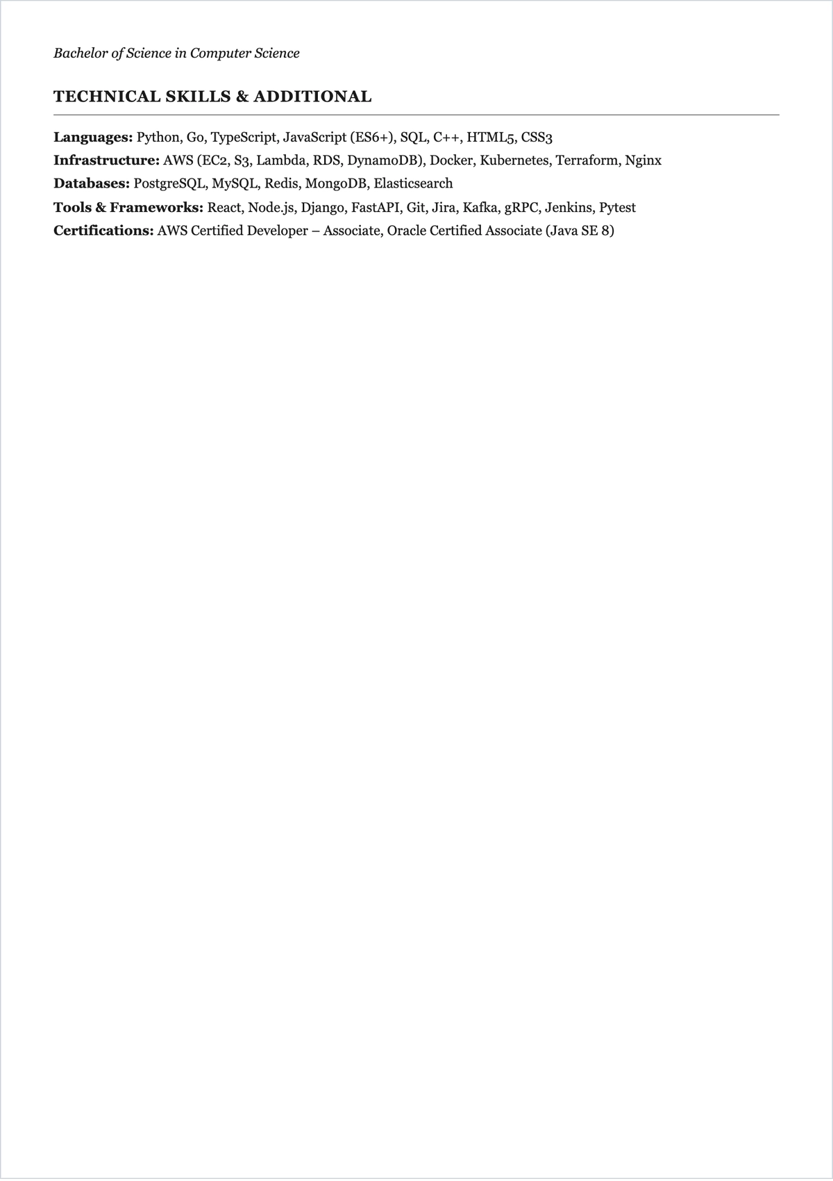 Free Computer Science Programmer ATS Resume Template