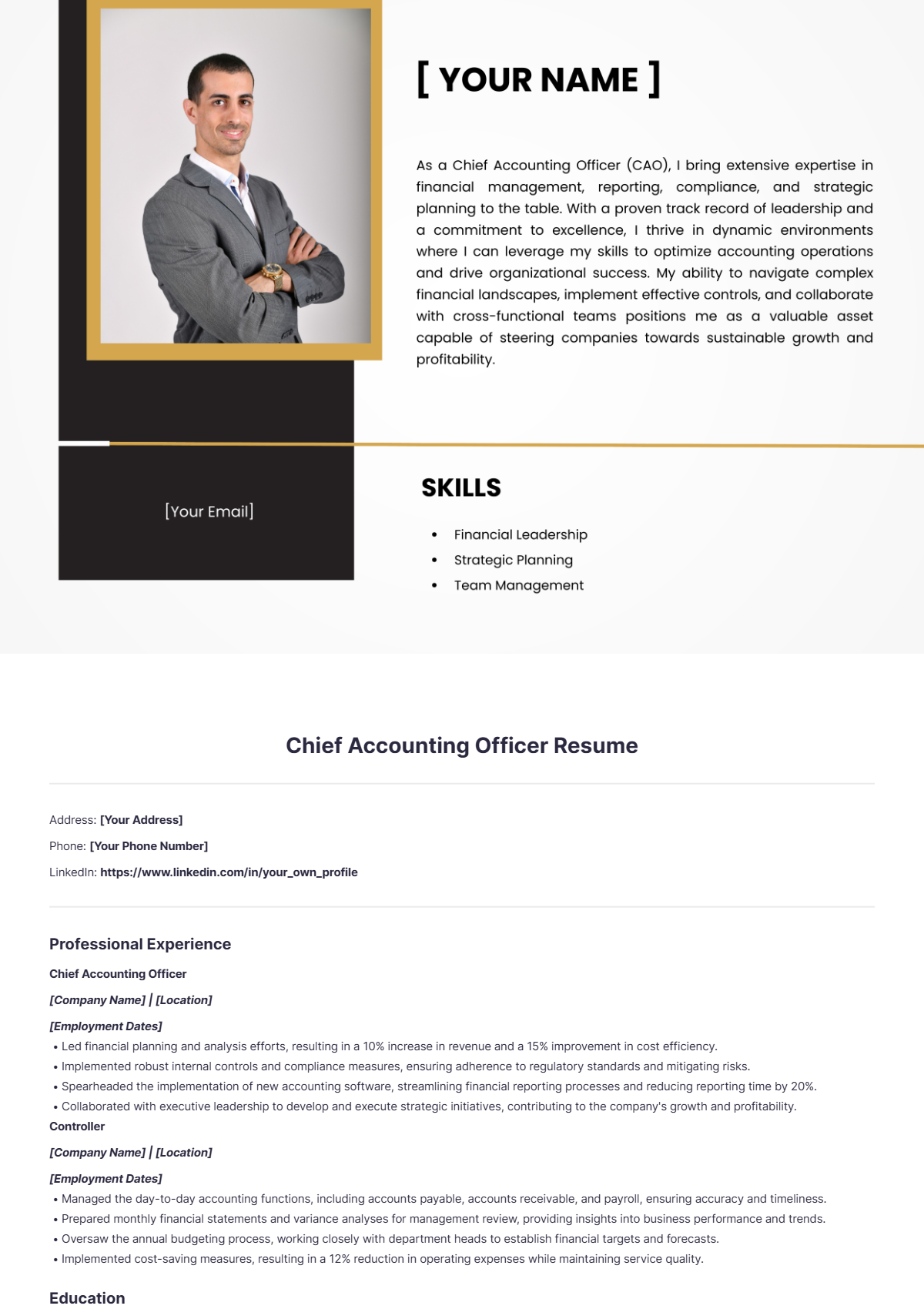 Chief Accounting Officer Resume - Edit Online & Download