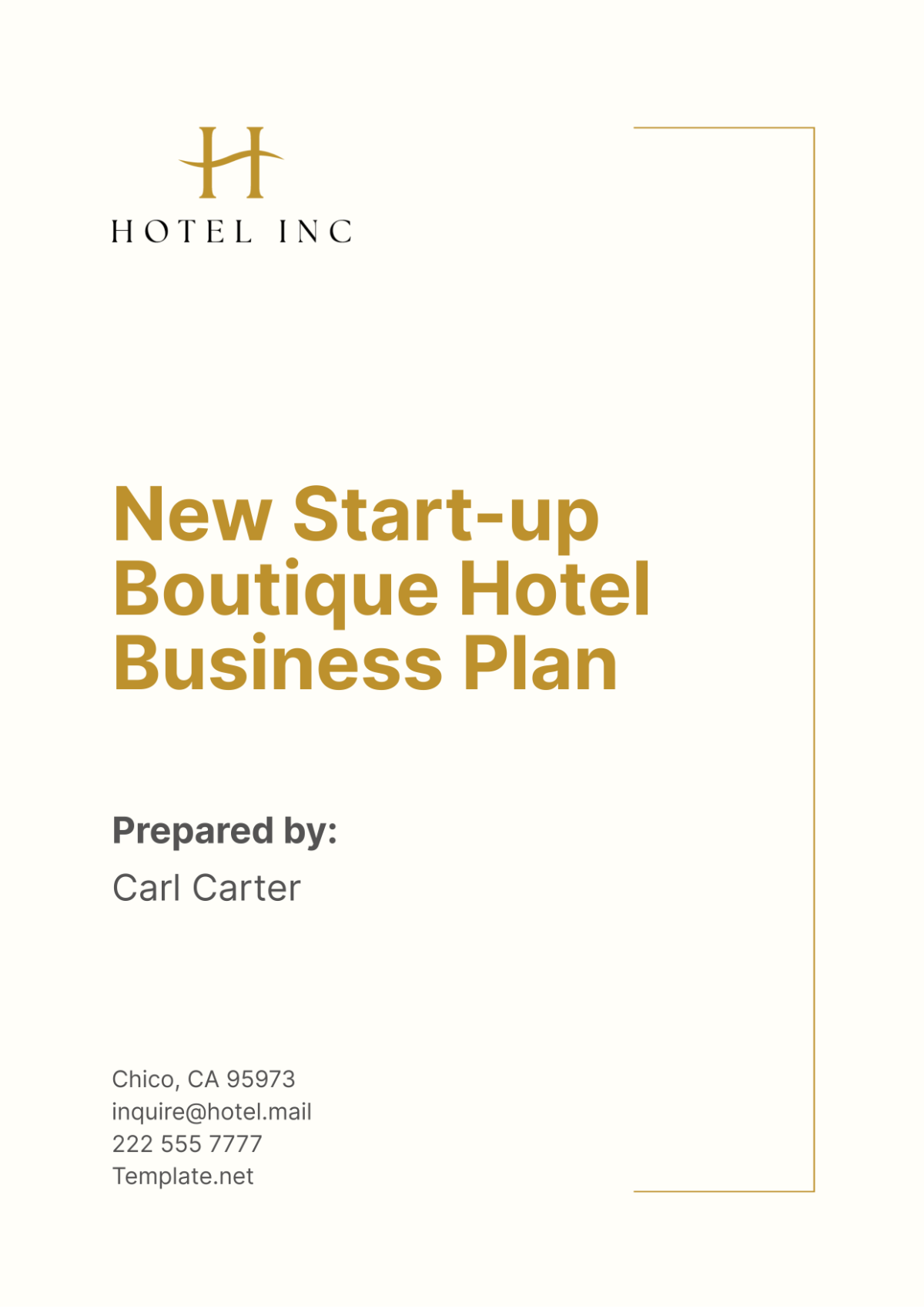 New Start-up Boutique Hotel Business Plan Template - Edit Online & Download