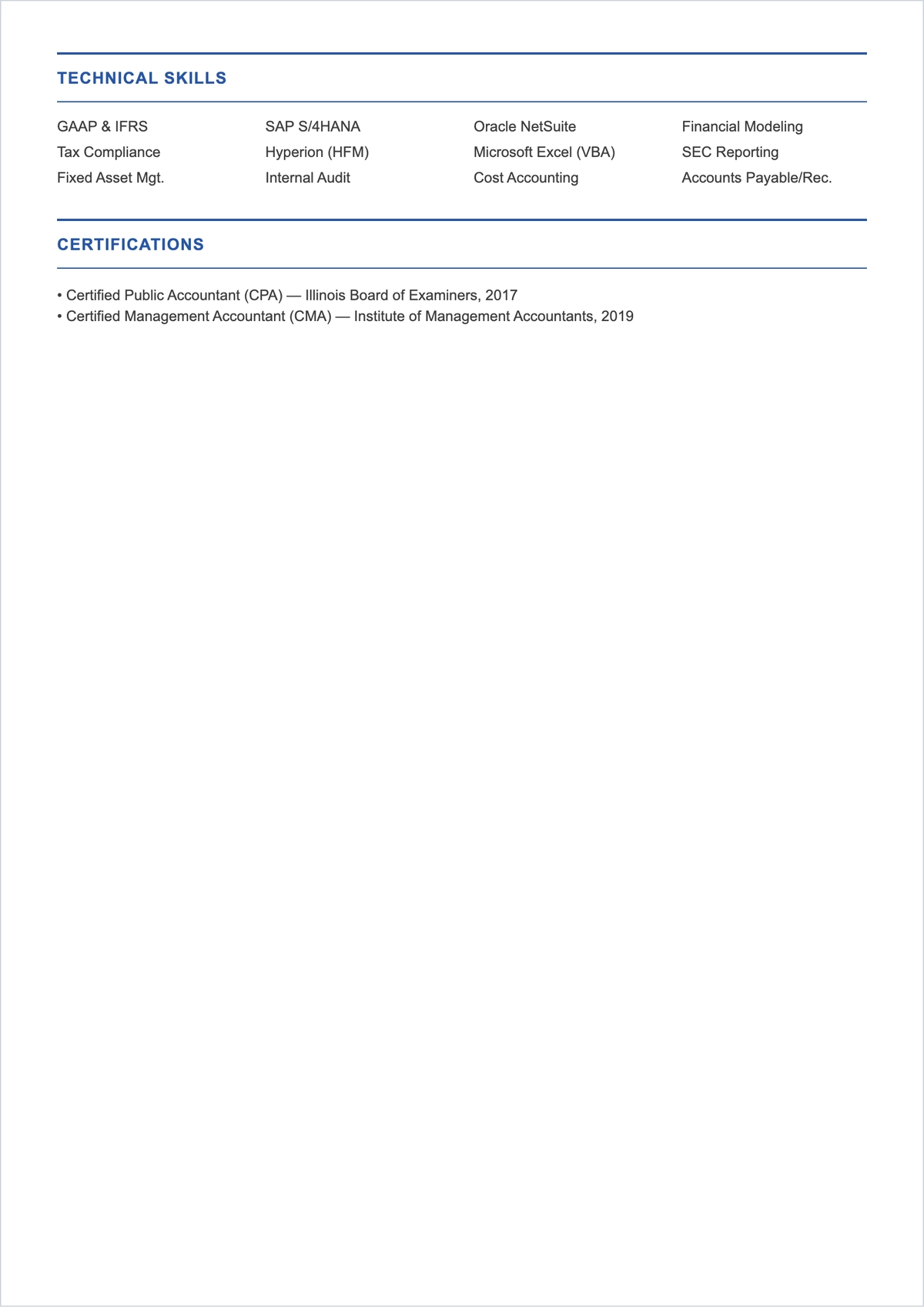 Free Experienced Accountant ATS Resume Template, AI Resume Builder