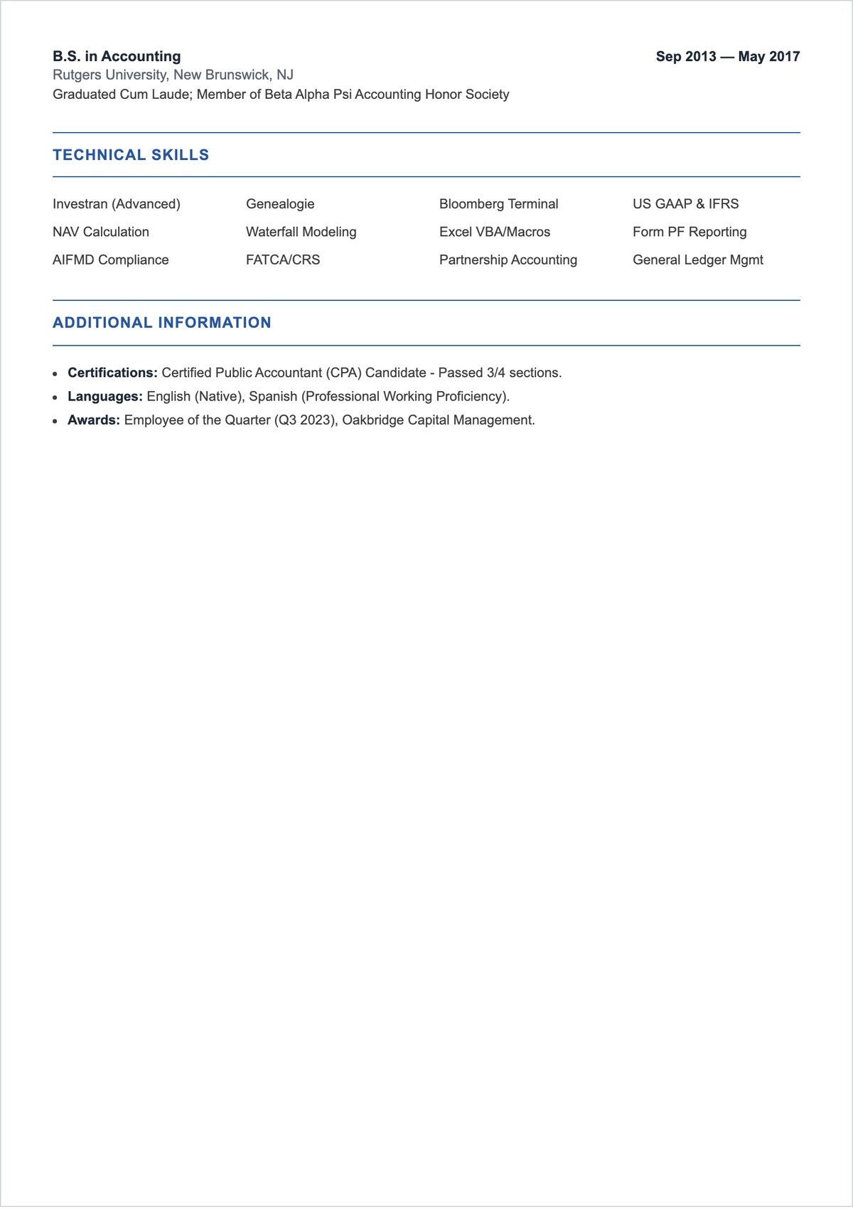 Free Fund Accountant ATS Resume Template, AI Resume Builder