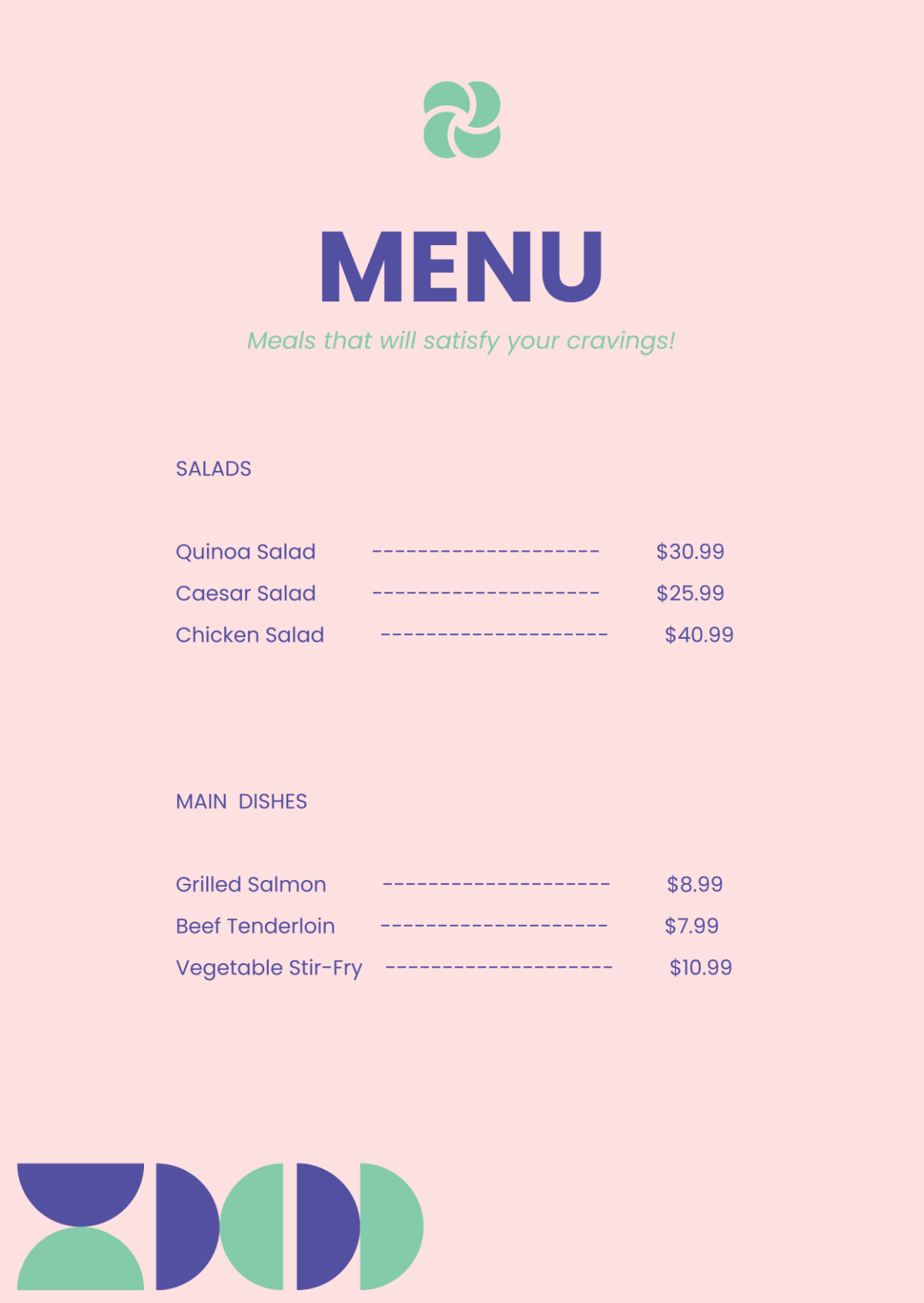 Geometric Menu Template - Edit Online & Download