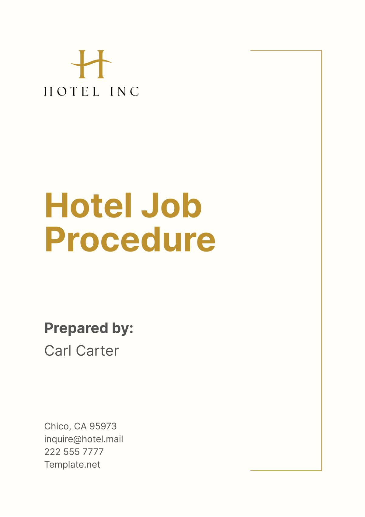 Hotel Job Procedure Template - Edit Online & Download