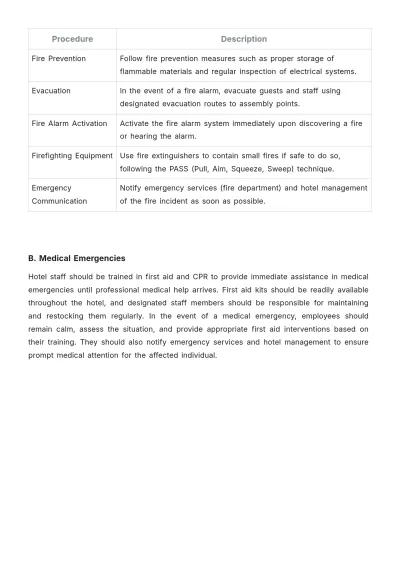 Free Hotel Job Procedure Template to Edit Online