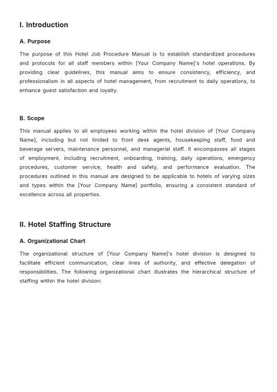 Free Hotel Job Procedure Template to Edit Online