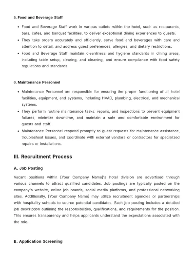 Free Hotel Job Procedure Template to Edit Online