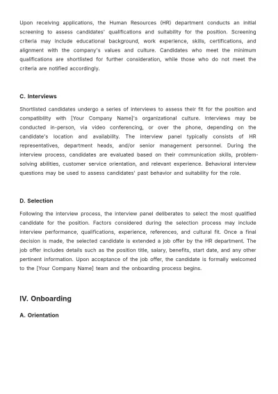 Free Hotel Job Procedure Template to Edit Online