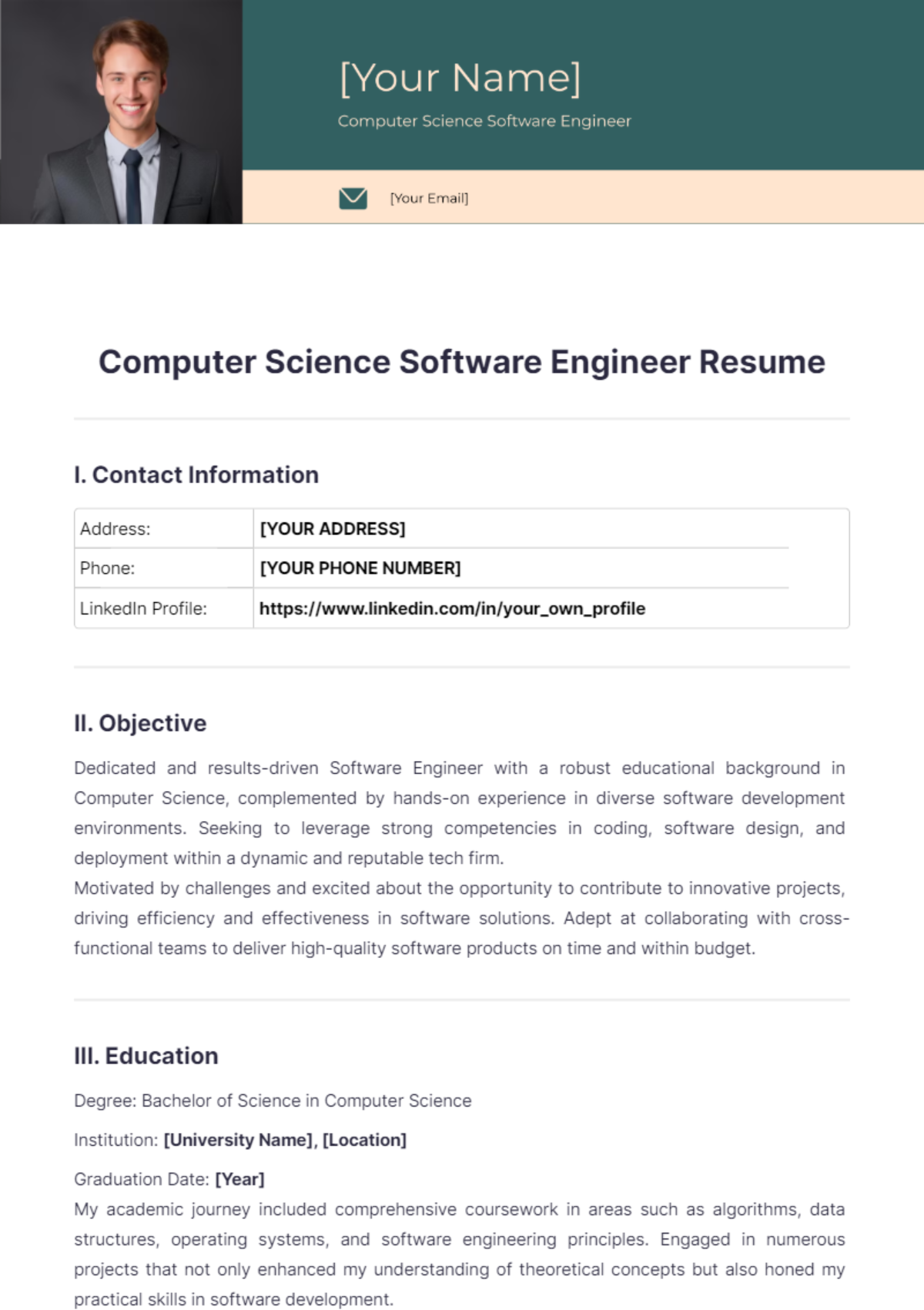 Computer Science Software Engineer Resume - Edit Online & Download