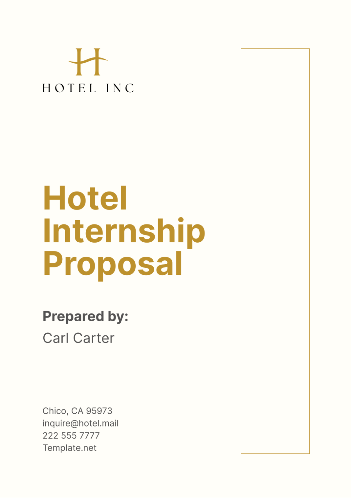 Hotel Internship Proposal Template - Edit Online & Download