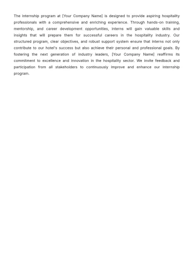 Free Hotel Internship Proposal Template to Edit Online
