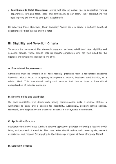 Free Hotel Internship Proposal Template to Edit Online