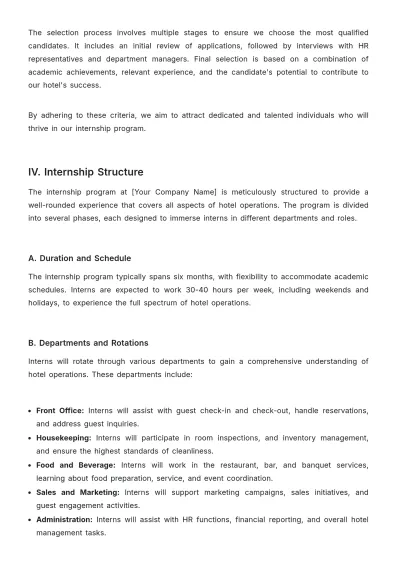 Free Hotel Internship Proposal Template to Edit Online