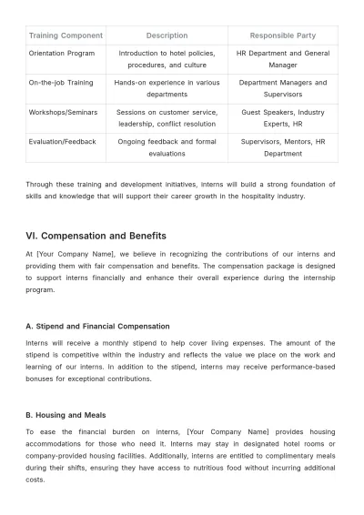 Free Hotel Internship Proposal Template to Edit Online