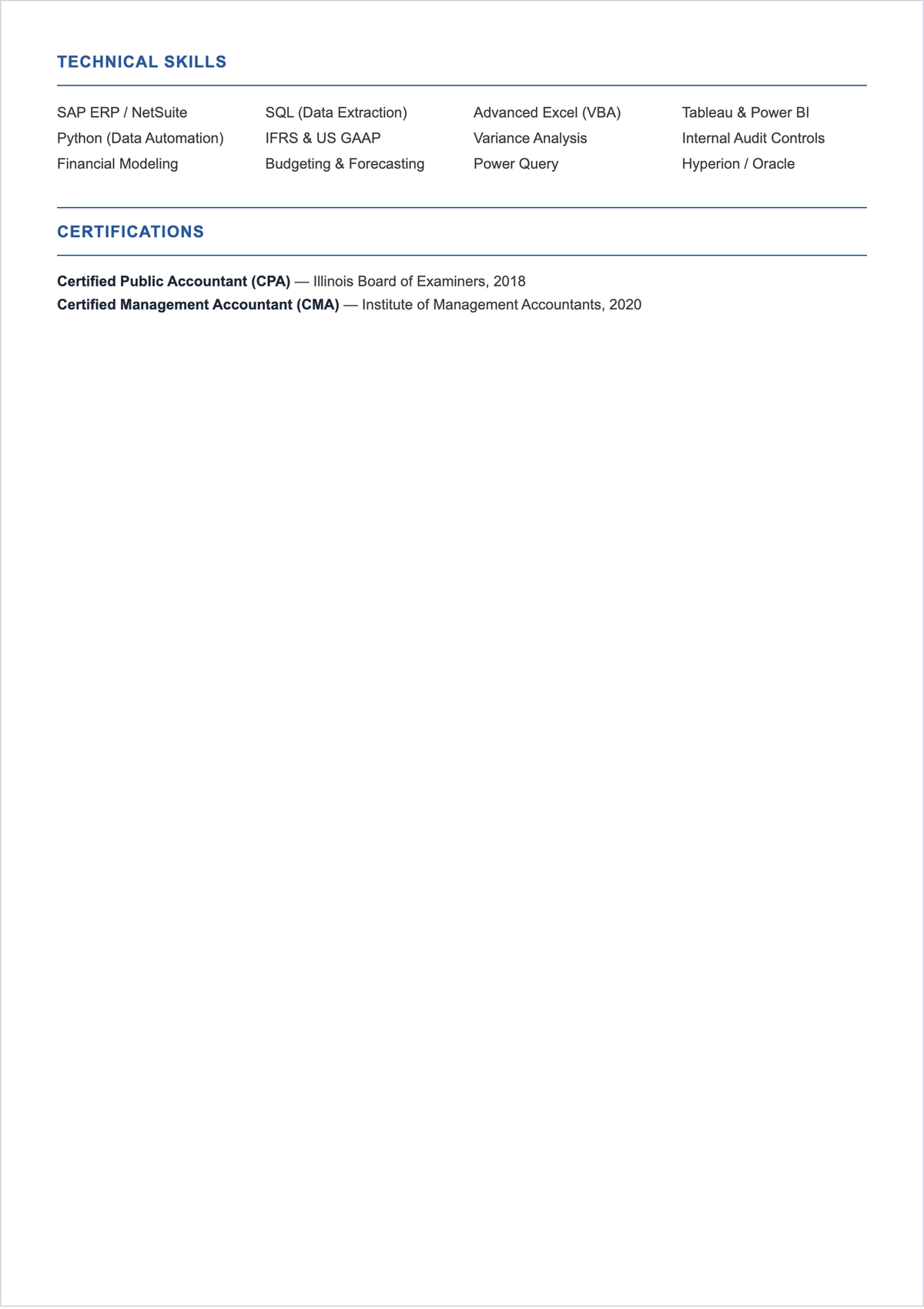 Free Accounting Analyst ATS Resume Template, AI Resume Builder