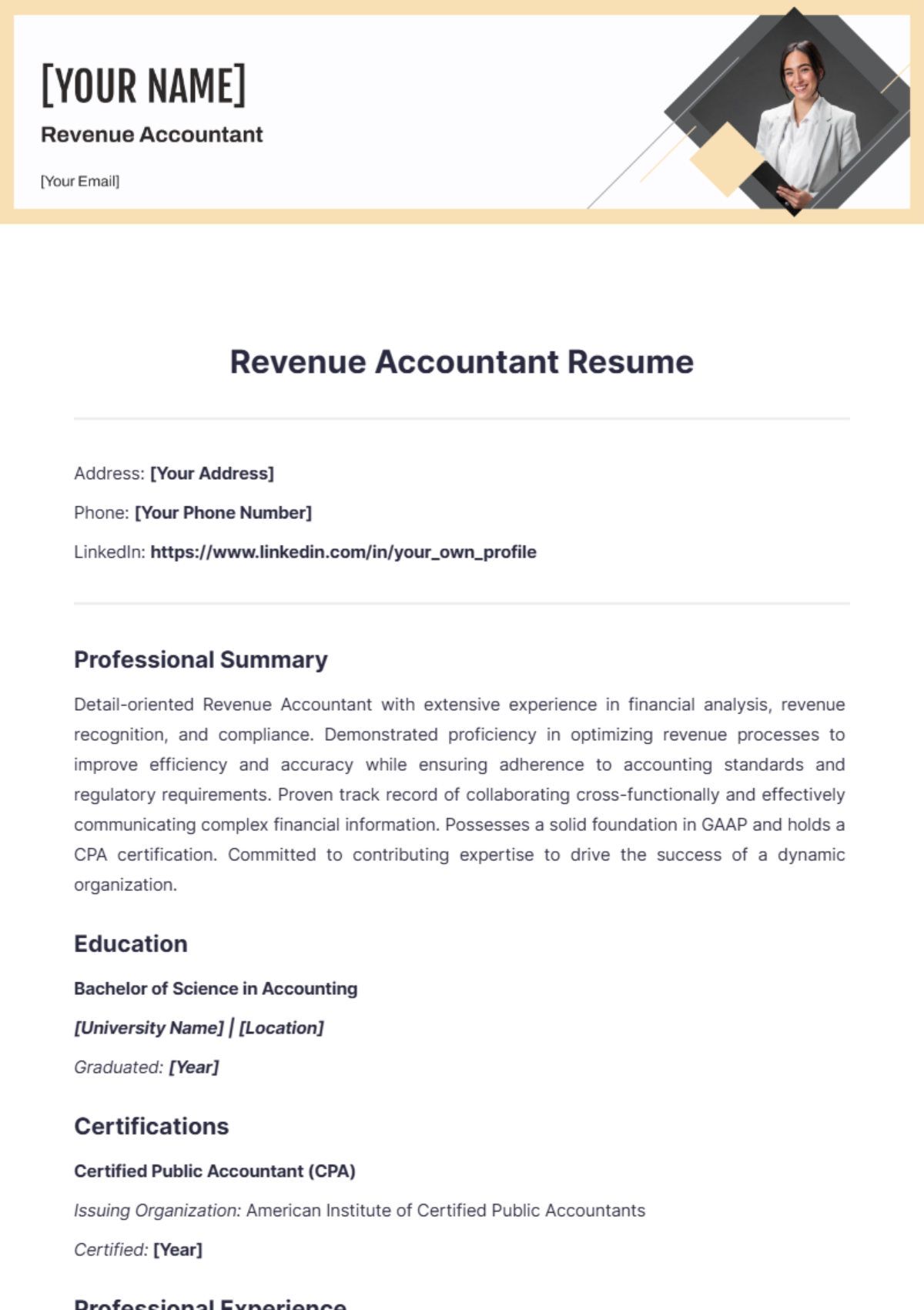 Revenue Accountant Resume - Edit Online & Download