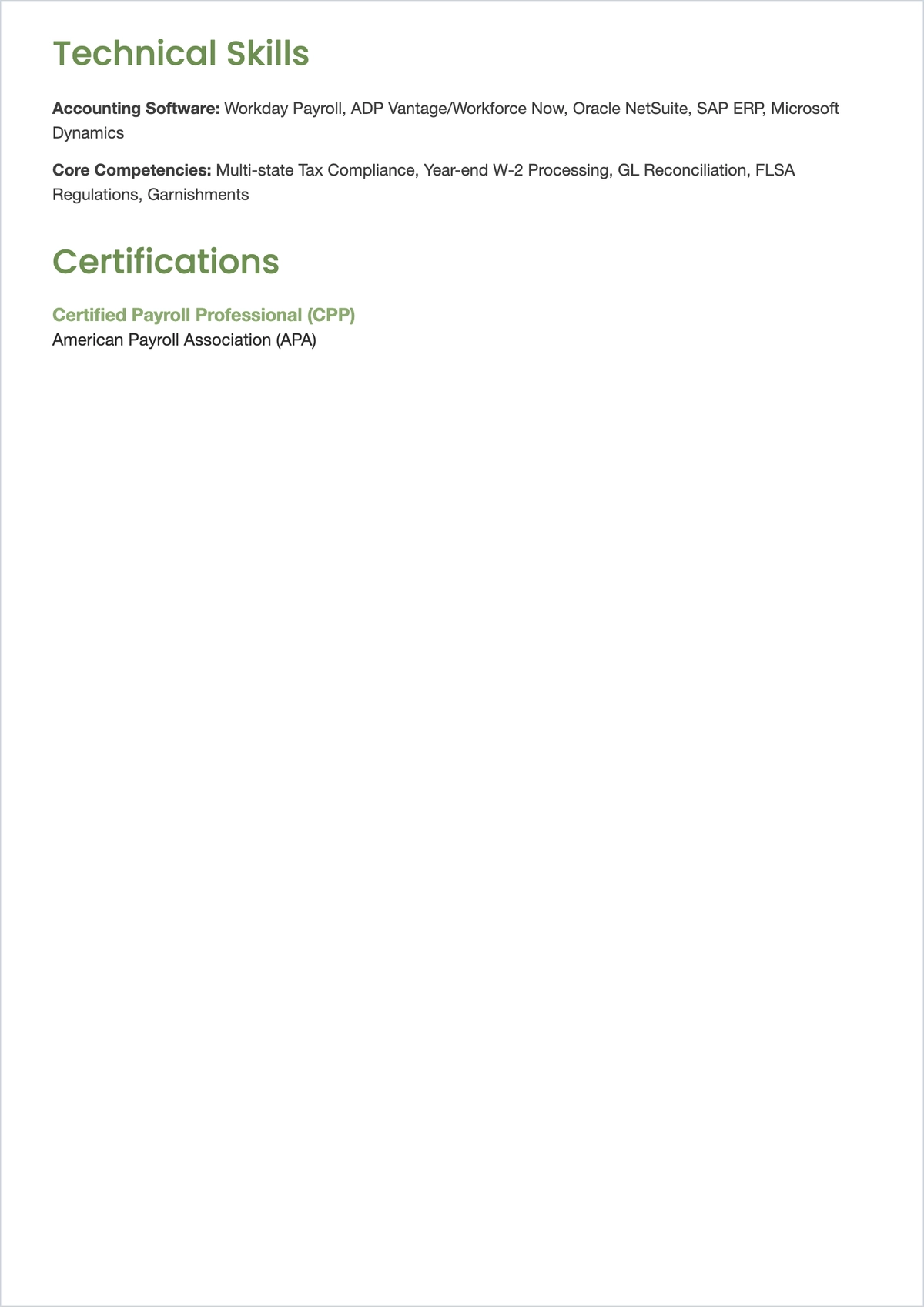 Free Professional Payroll Accountant ATS Resume Template
